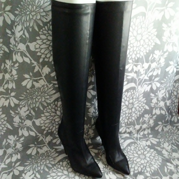Black Tall Over-the-Knee Boots Sz 8.5 - Picture 2 of 7